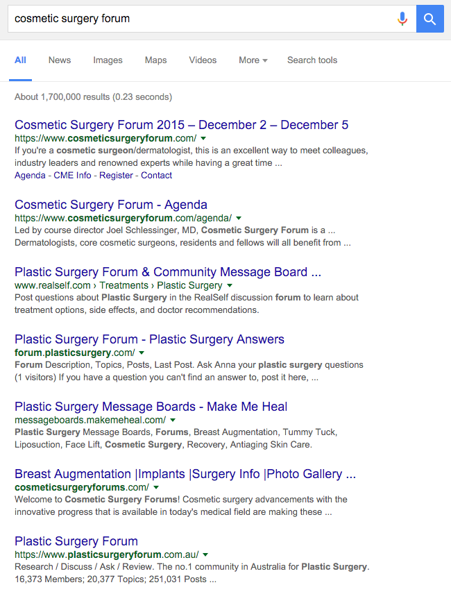 Cosmetic Surgery Forum Example - 10 Mistakes that Keep your Core Social Metrics from Growing