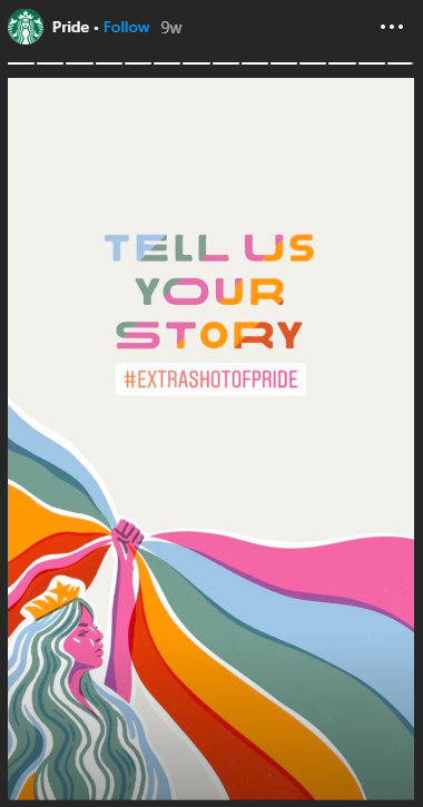 instagram stories - starbucks pride campaign