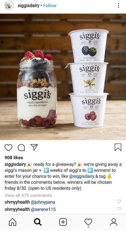 siggis dairy - instagram giveaways