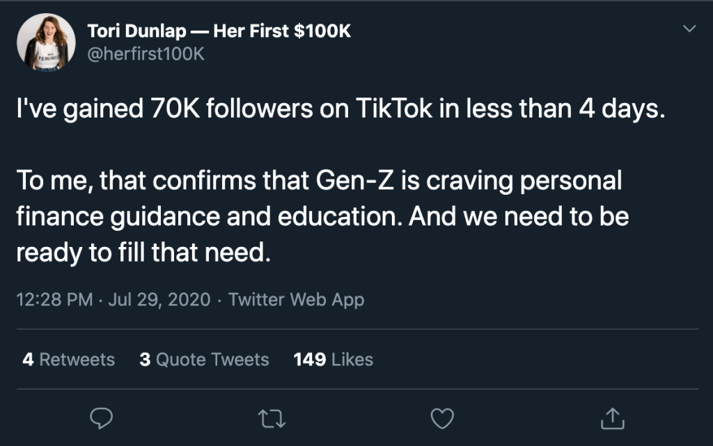 TikTok Marketing Guide - Tori Dunlap Tweet